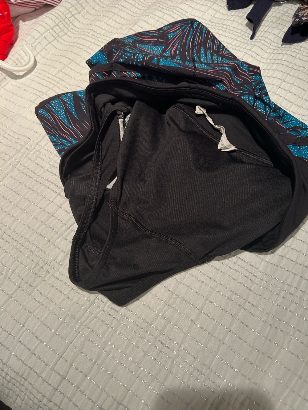 Women’s Athletic Running Shorts - Black and Teal Print - Picture 5 of 5